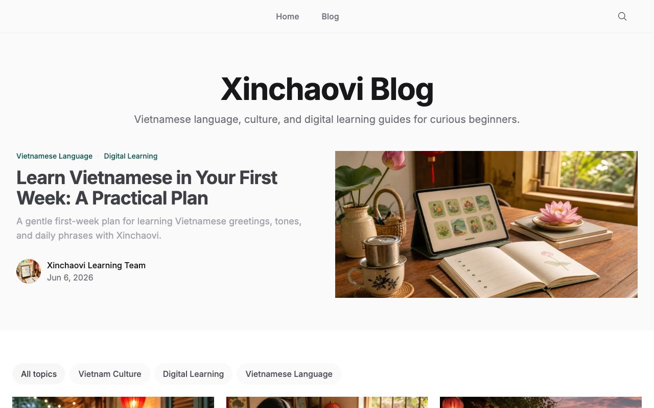 Screenshot of Xin Chào Vi